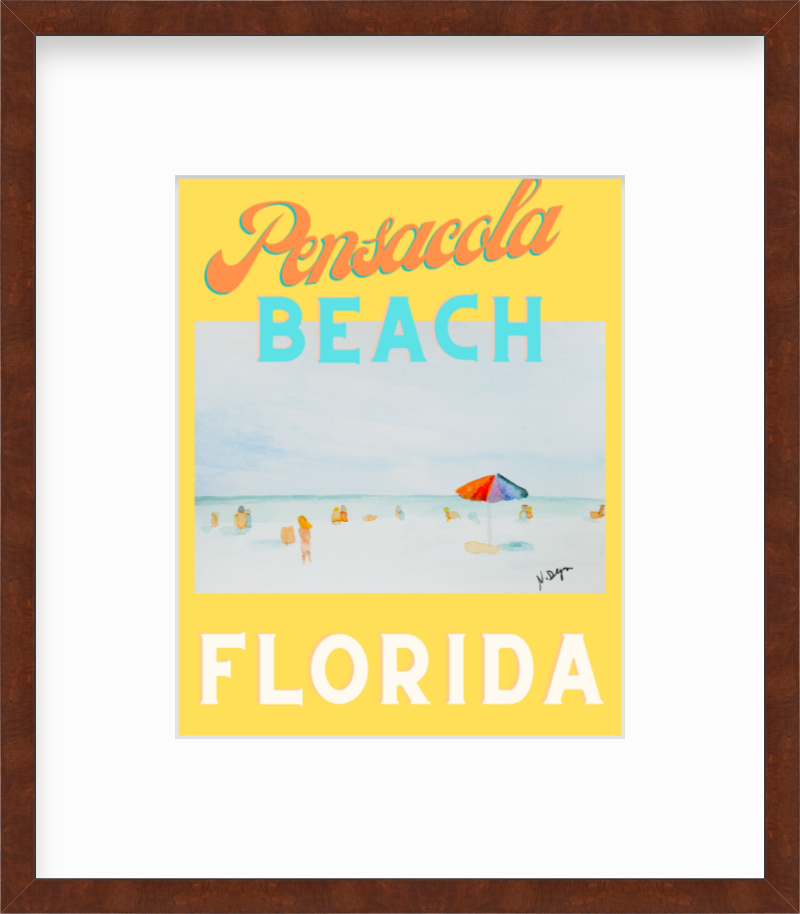 Florida Pensacola Beach Watercolor Giclee Art Print Poster Style