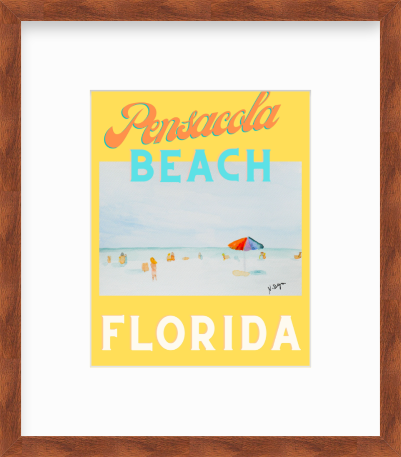 Florida Pensacola Beach Watercolor Giclee Art Print Poster Style