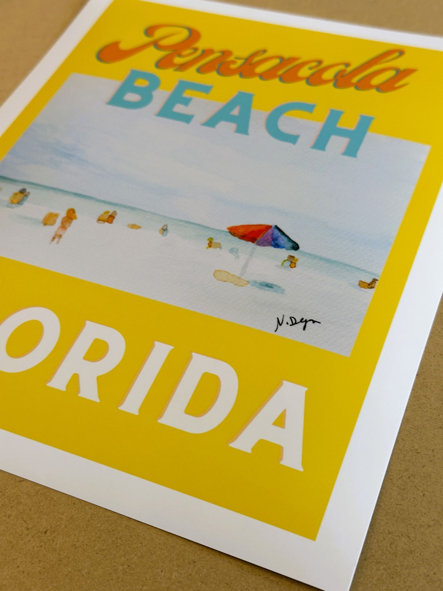 Florida Pensacola Beach Watercolor Giclee Art Print Poster Style