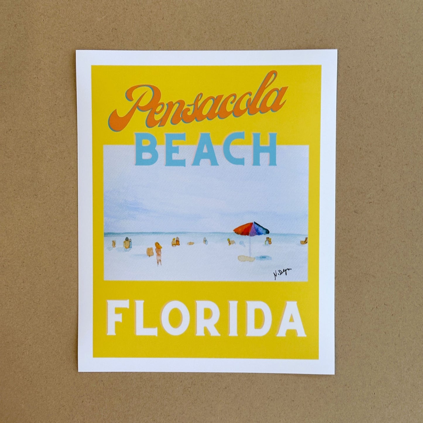 Florida Pensacola Beach Watercolor Giclee Art Print Poster Style