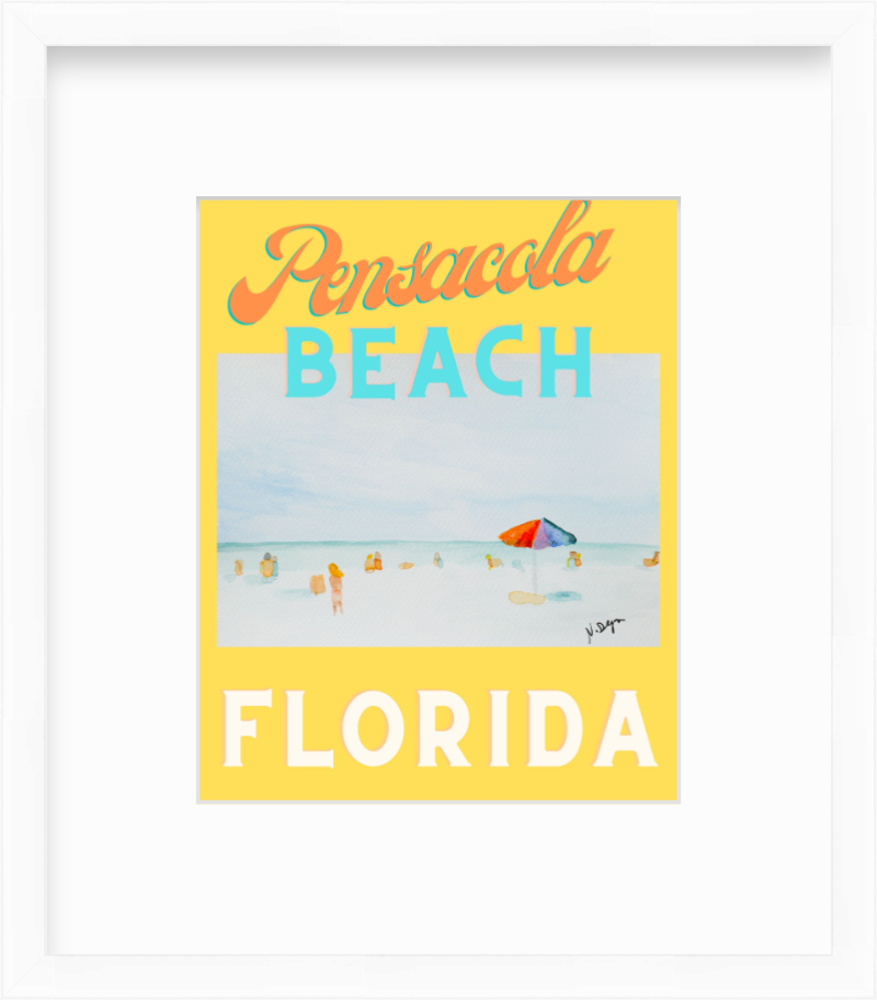 Florida Pensacola Beach Watercolor Giclee Art Print Poster Style