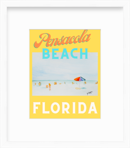 Florida Pensacola Beach Watercolor Giclee Art Print Poster Style