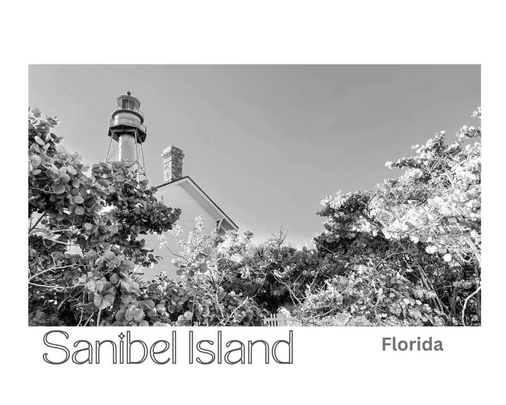 Florida Sanibel Island Lighthouse Giclee Travel Style Print