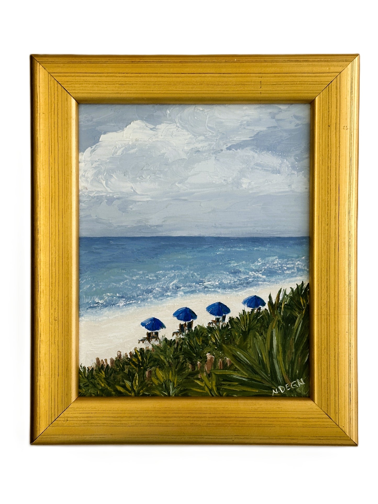 Florida Seaside Beach Original Oil Painting on Canvas, Vintage Framed