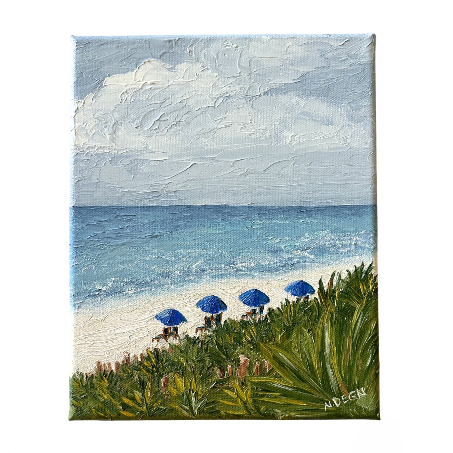 Florida Seaside Beach Original Oil Painting on Canvas, Vintage Framed