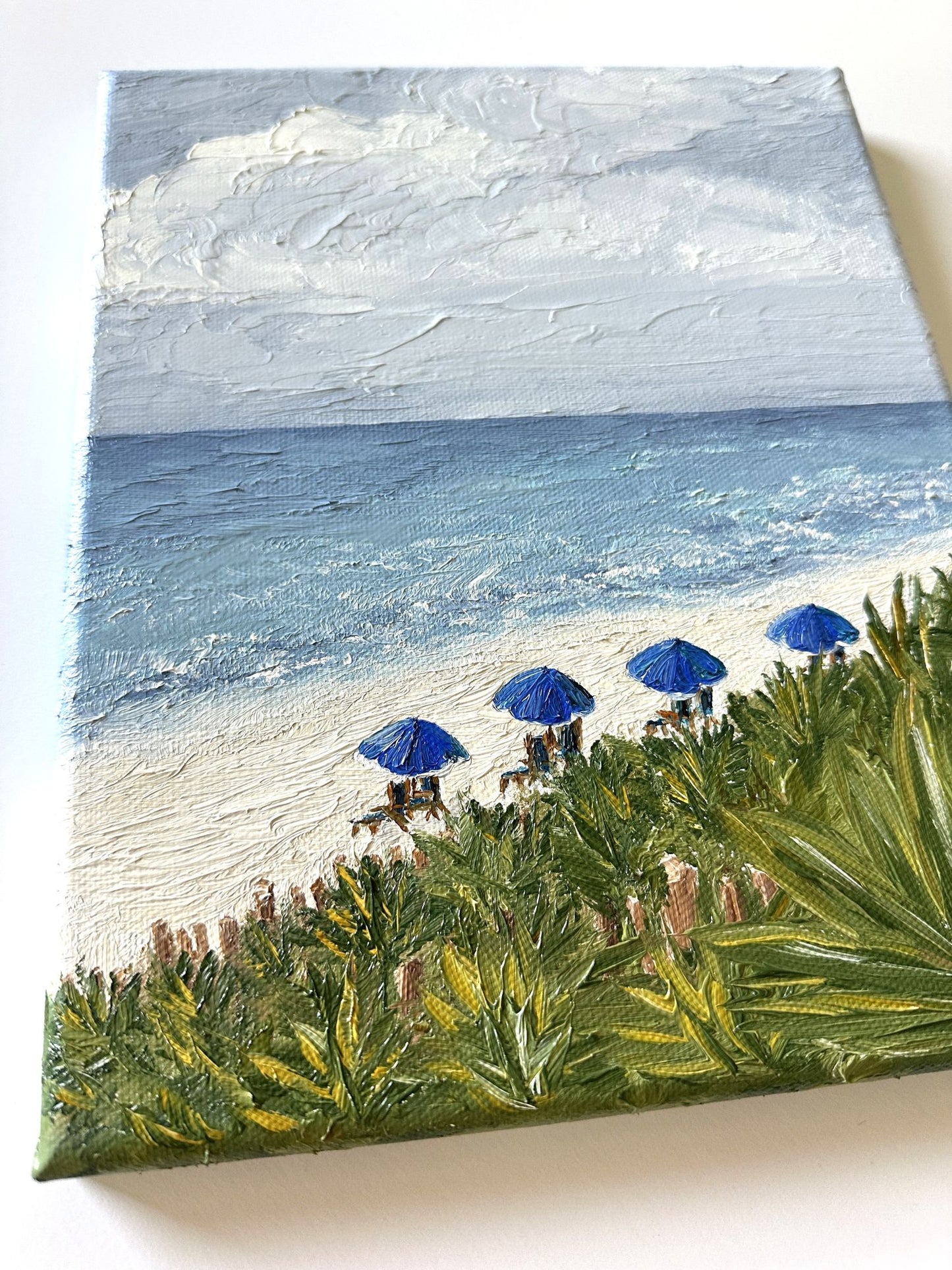 Florida Seaside Beach Original Oil Painting on Canvas, Vintage Framed