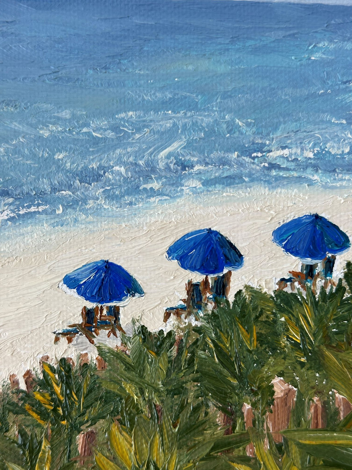 Florida Seaside Beach Original Oil Painting on Canvas, Vintage Framed
