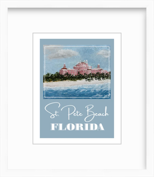 Florida St. Pete Beach Don Cesar Art Poster Style Giclee Travel Print