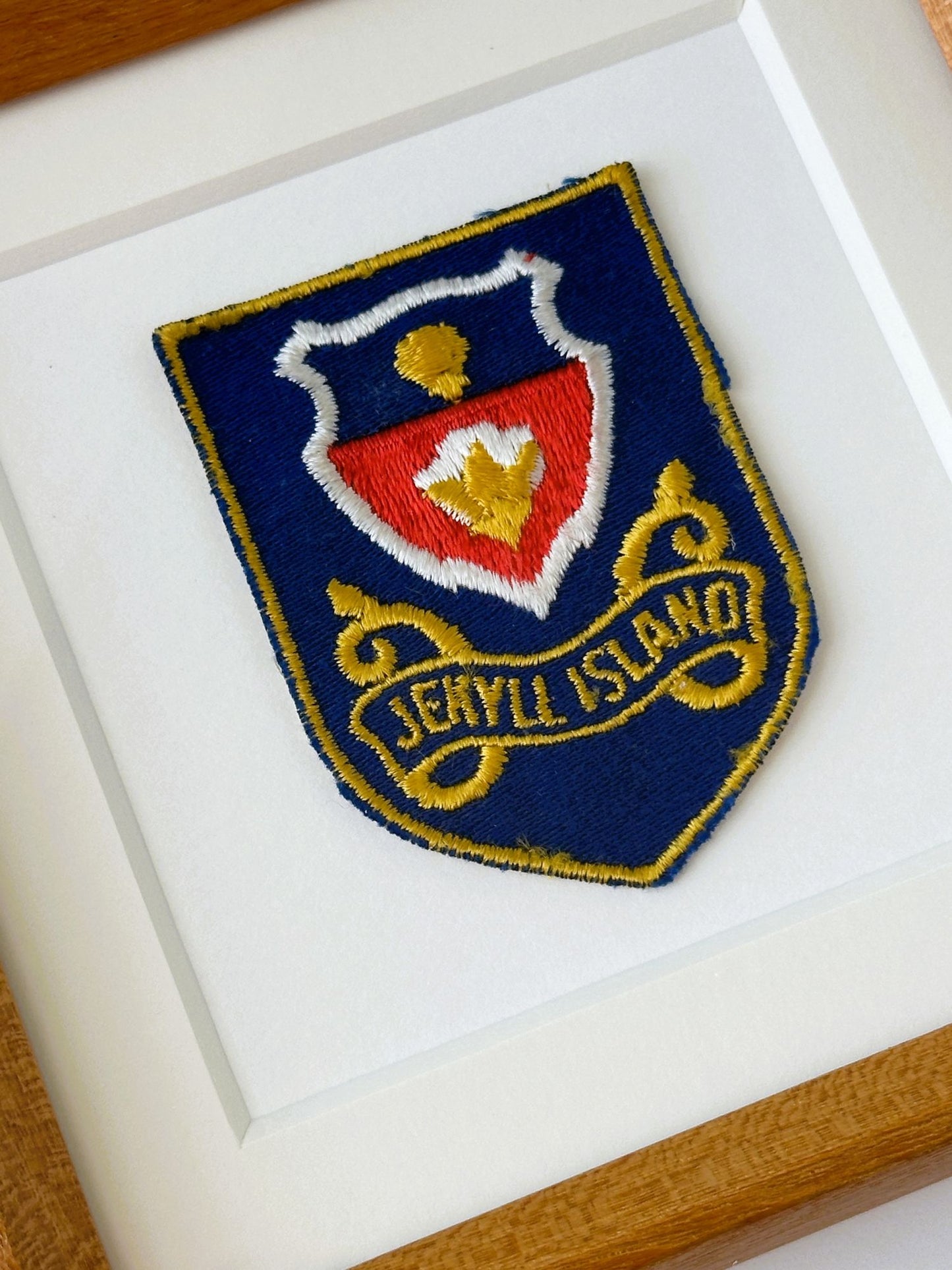 Georgia Jekyll Island Historic Vintage Travel Patch Wood Framed