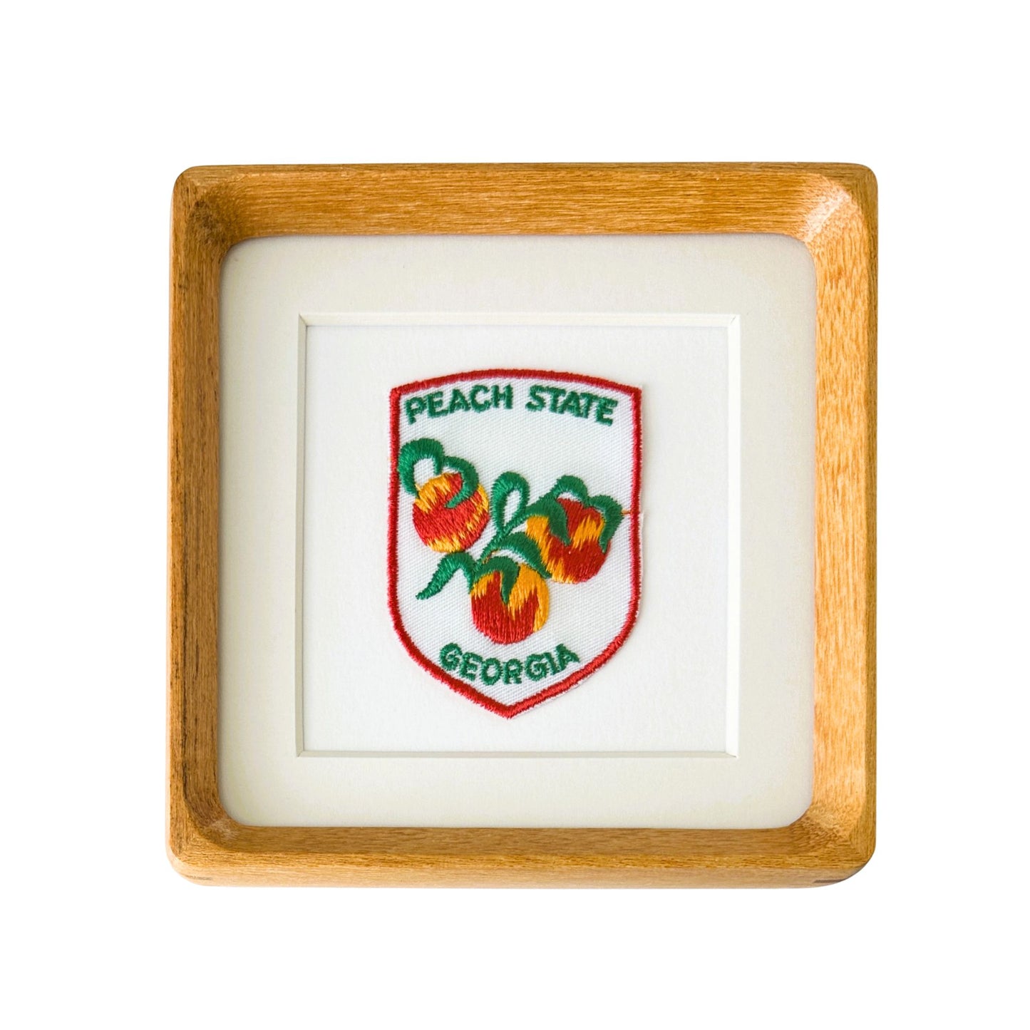 Georgia The Peach State Vintage Travel Patch Wood Framed