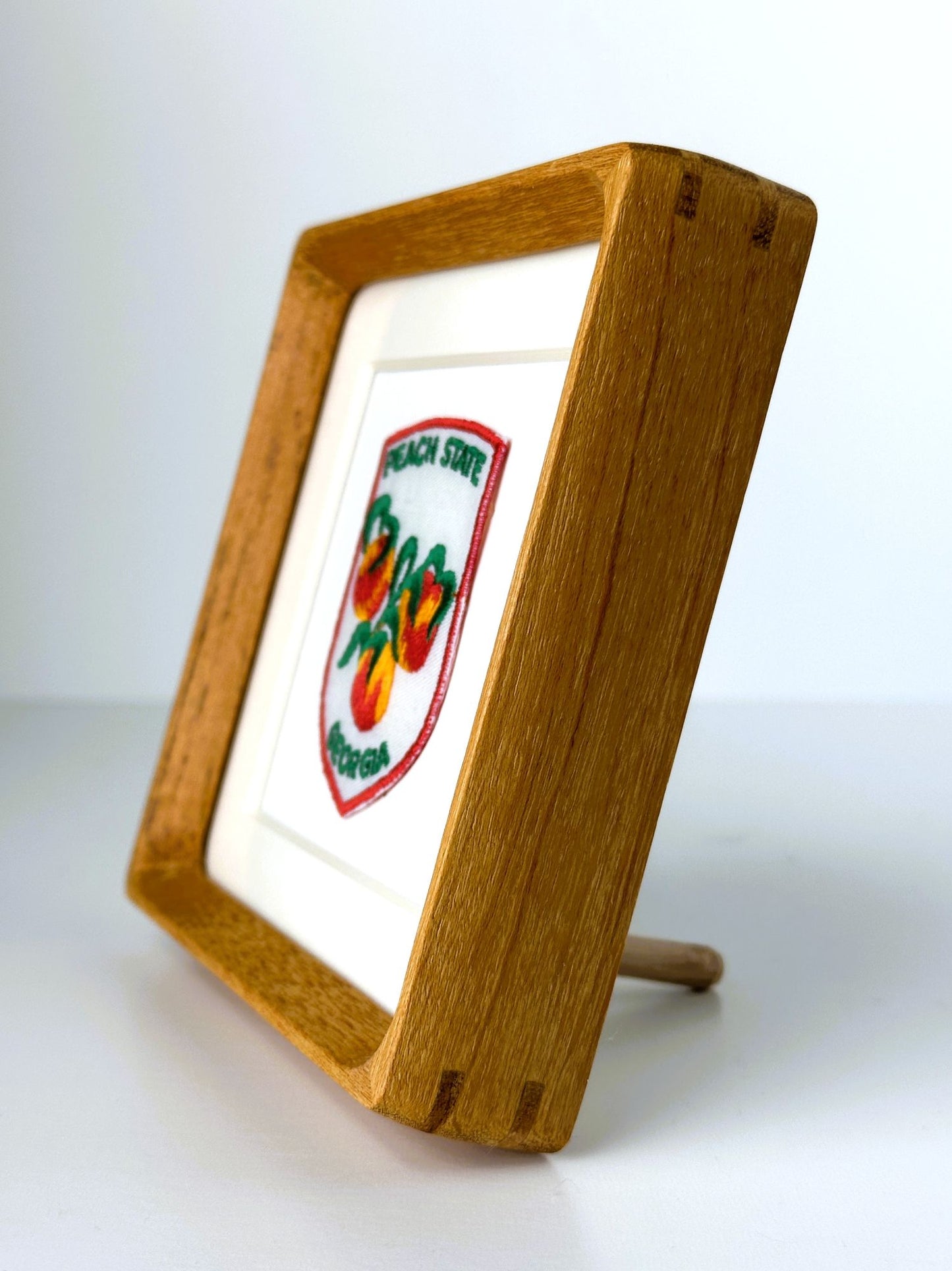 Georgia The Peach State Vintage Travel Patch Wood Framed