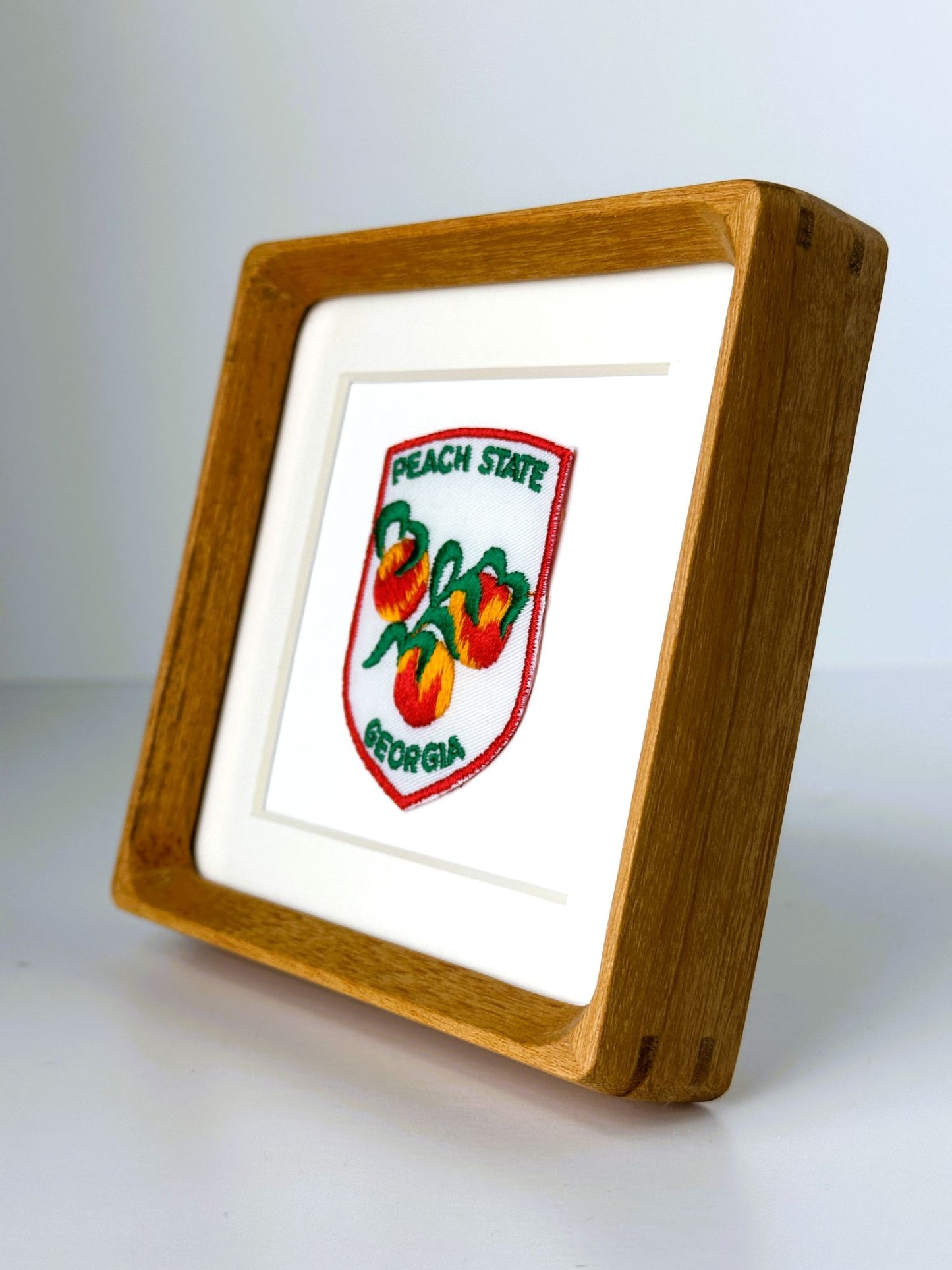 Georgia The Peach State Vintage Travel Patch Wood Framed