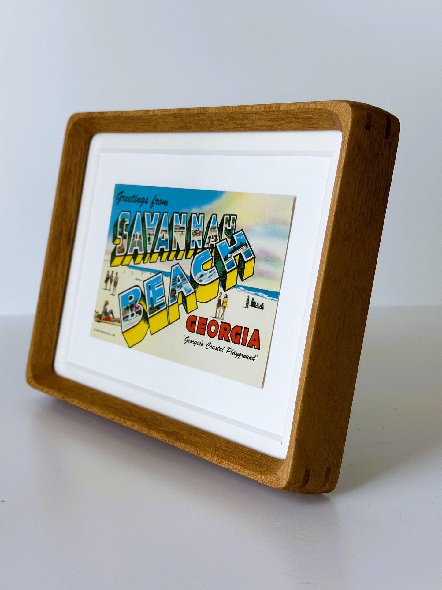 Georgia Tybee Island Savannah Beach Vintage Postcard Wood Framed