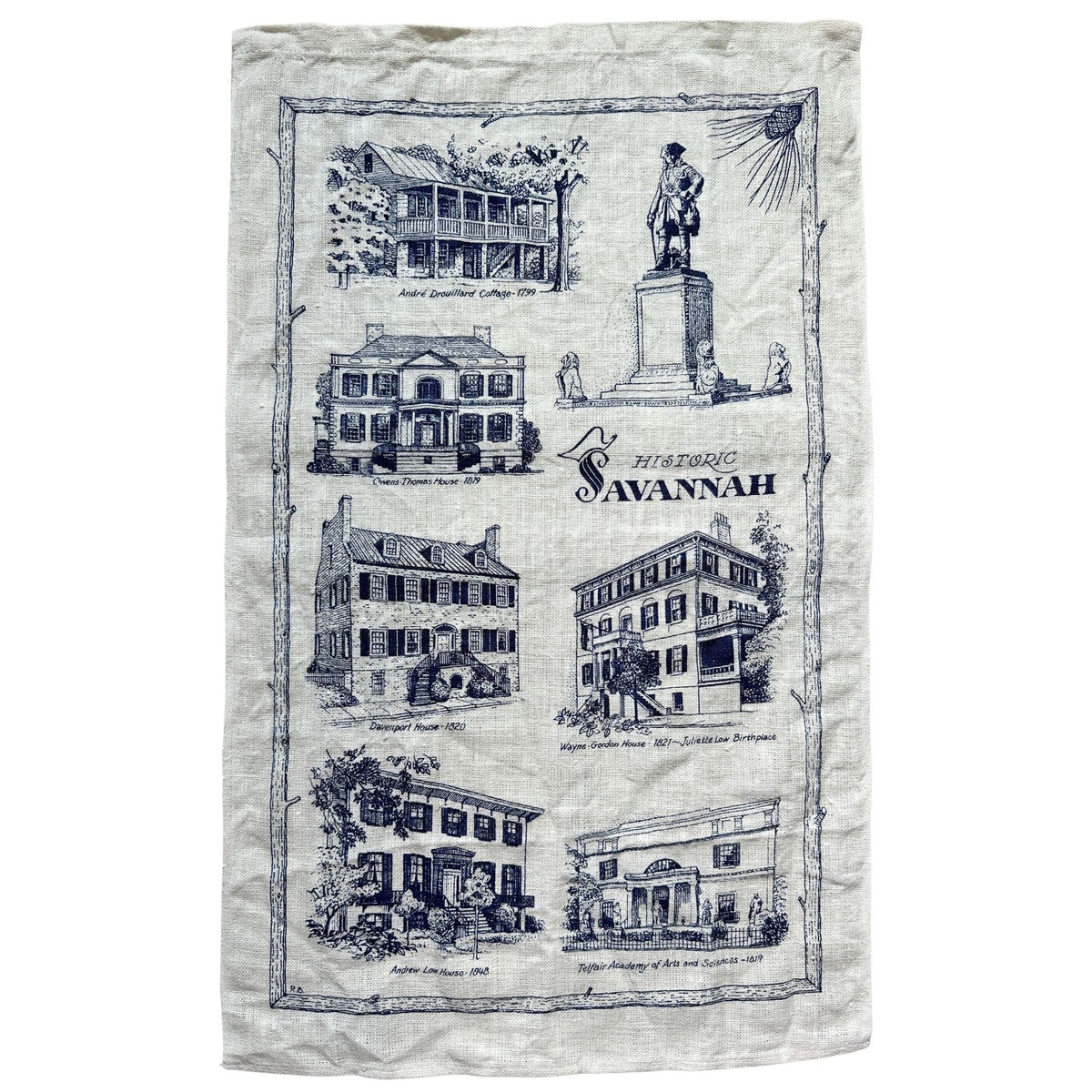 Georgia Savannah Historic Vintage Hand Printed Kay Dee Linen READY TO FRAME
