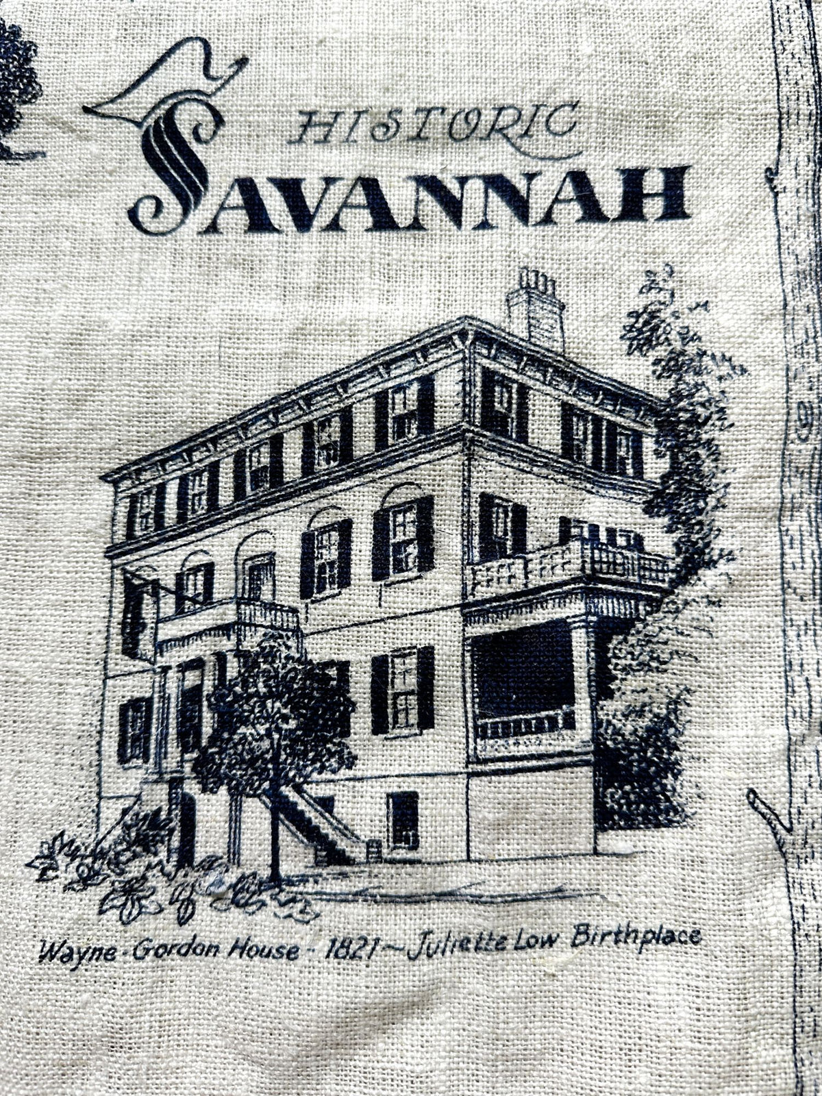 Georgia Savannah Historic Vintage Hand Printed Kay Dee Linen READY TO FRAME
