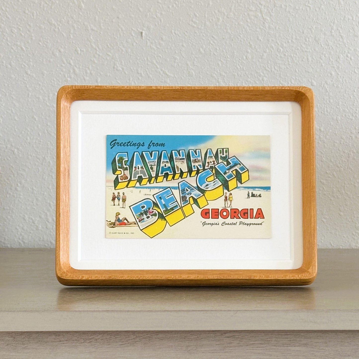 Georgia Tybee Island Savannah Beach Vintage Framed Postcard