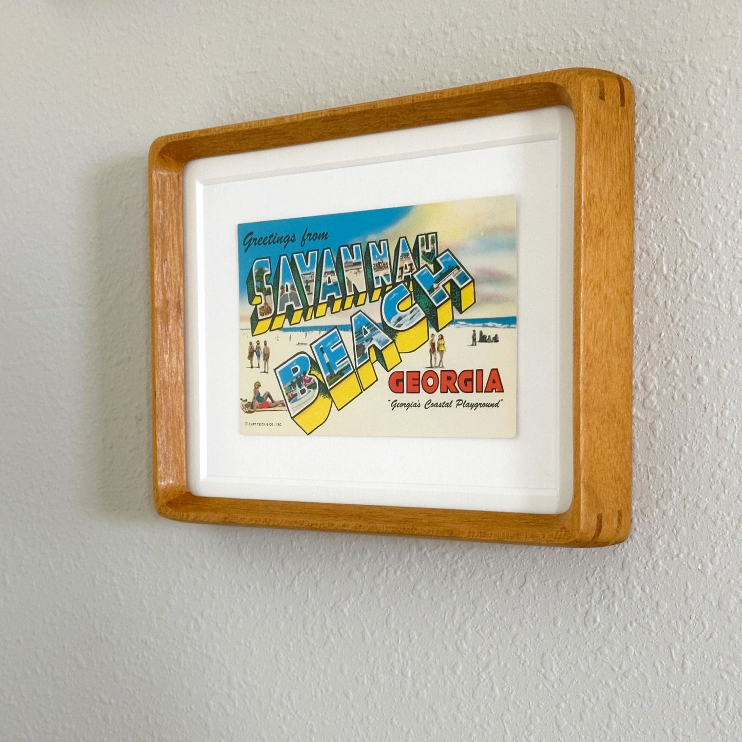Georgia Tybee Island Savannah Beach Vintage Framed Postcard