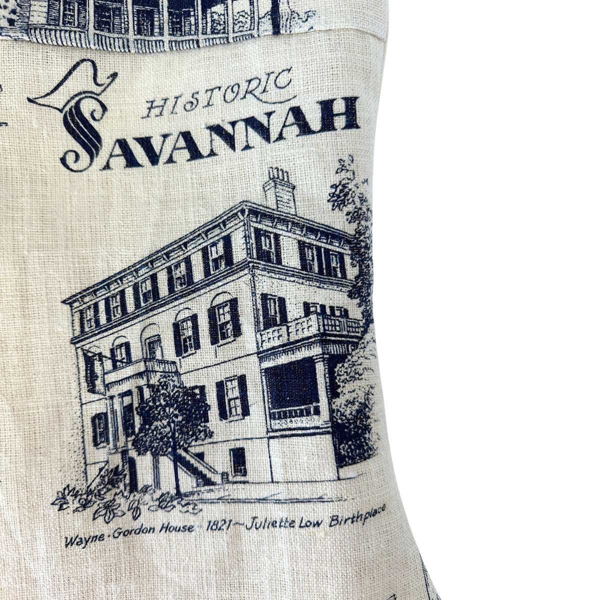 Georgia Savannah Vintage Hand Printed Linen Freshly Sewn Stocking
