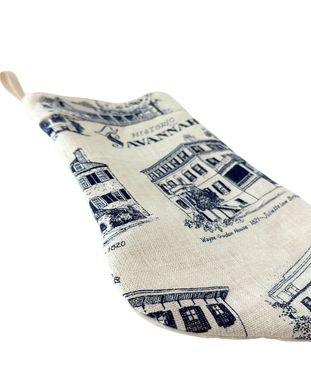 Georgia Savannah Vintage Hand Printed Linen Freshly Sewn Stocking