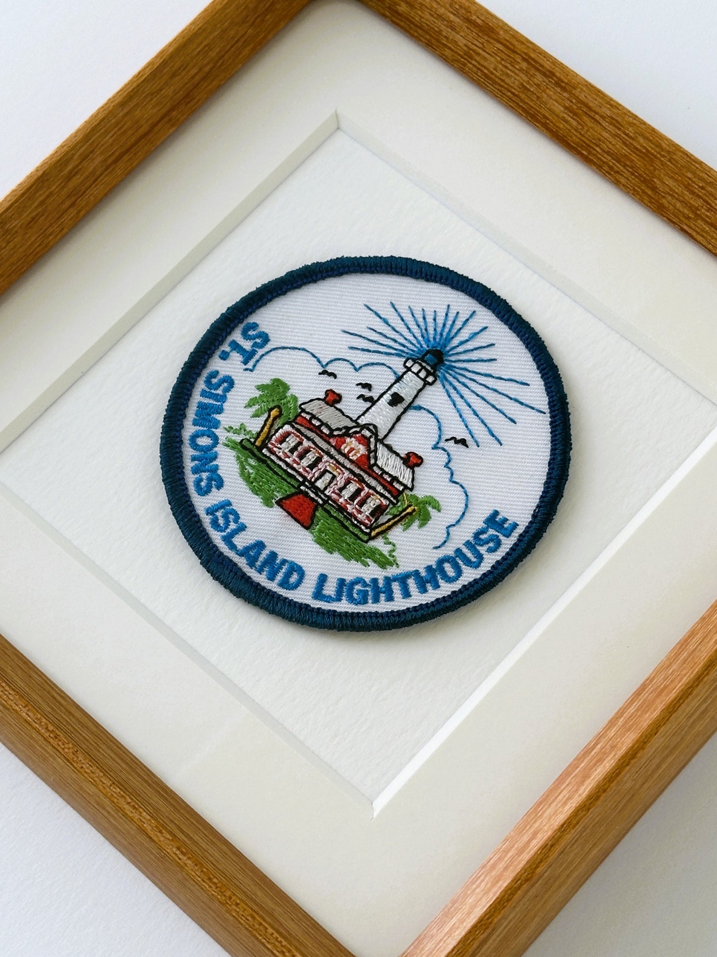Georgia St. Simons Island Lighthouse Framed Vintage Travel Patch