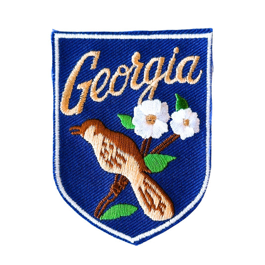 Georgia State Bird and State Flowers Vintage Patch
