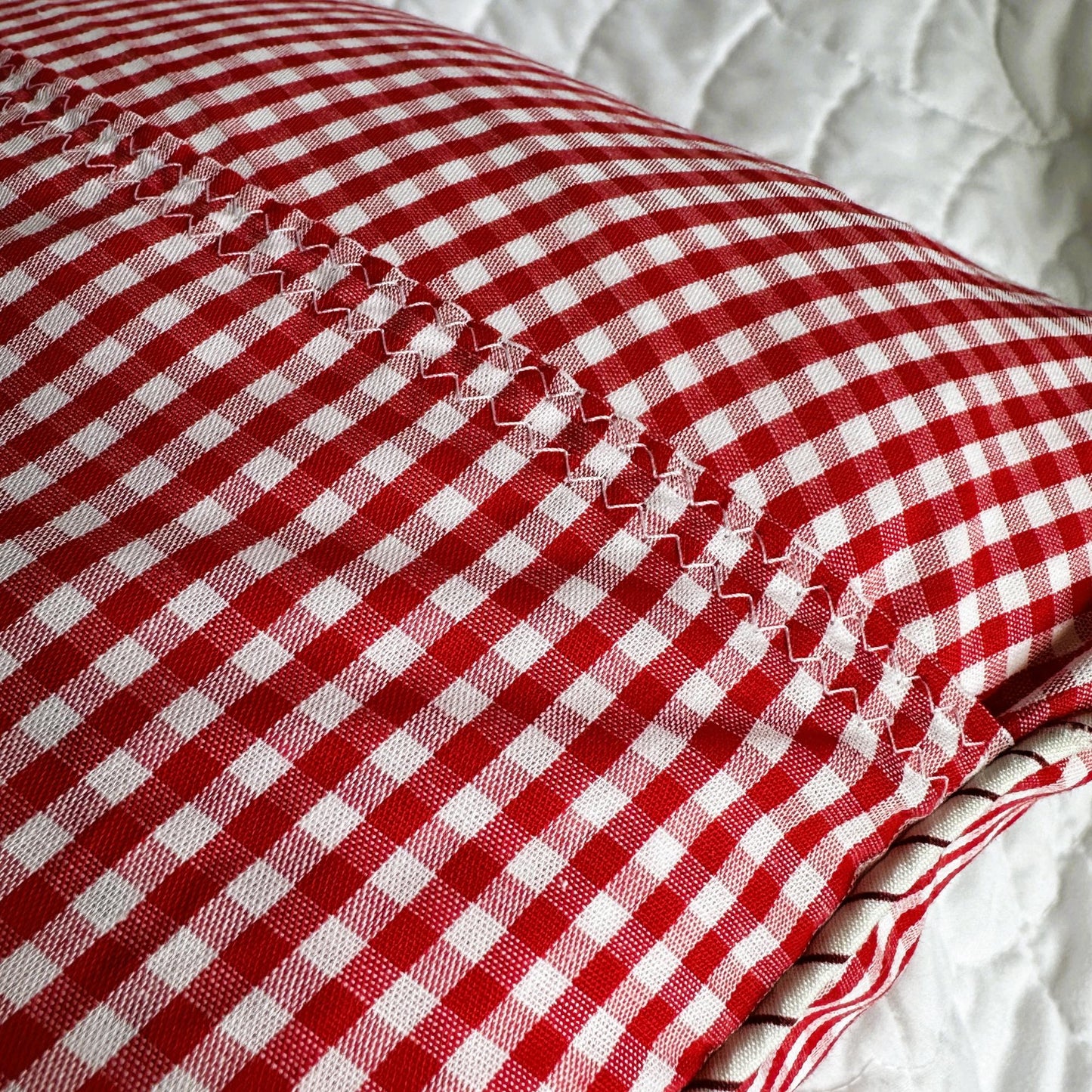Georgia Vintage Red Pennant on New Woven Plaid Throw Pillow