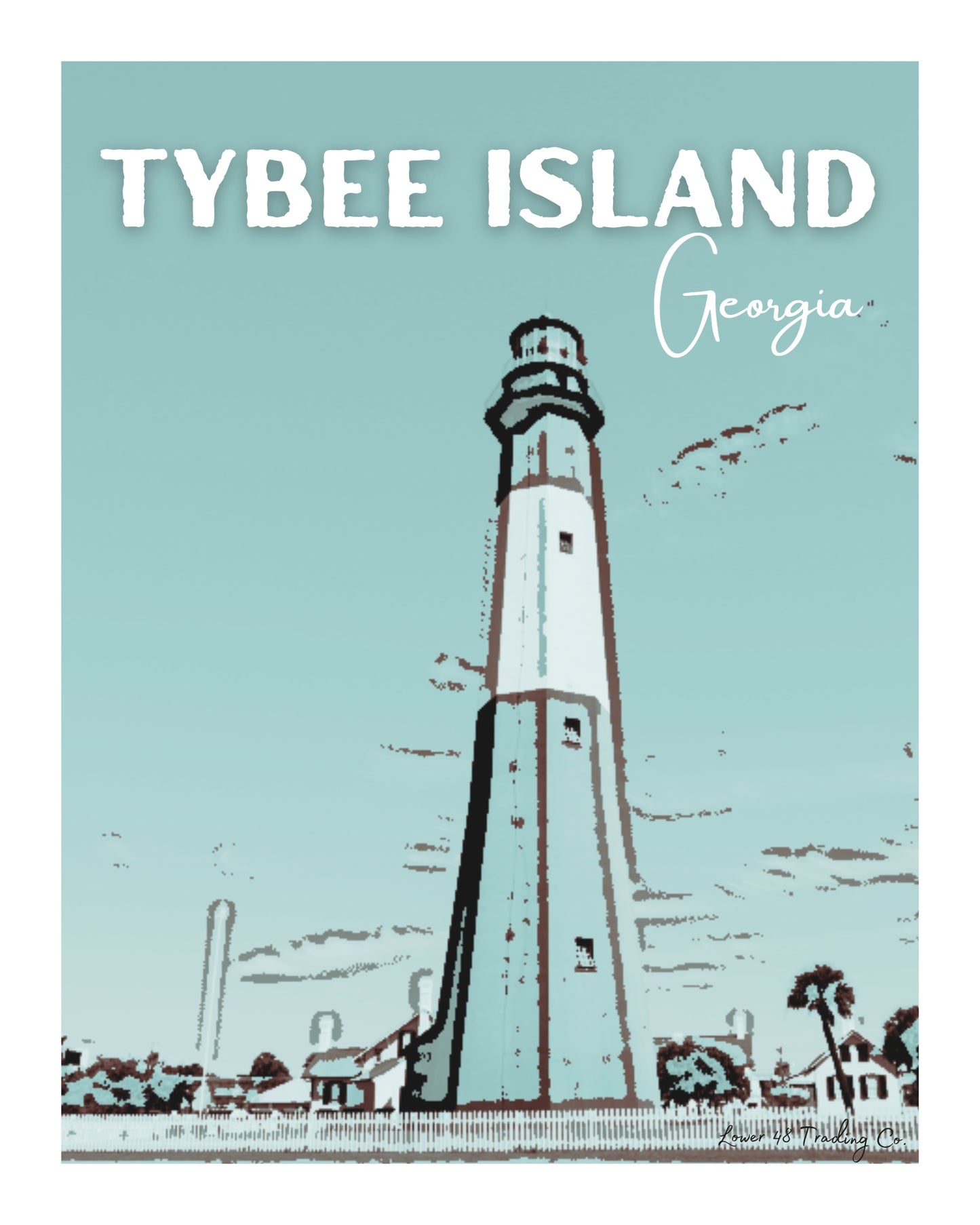 Georgia Tybee Island Block Print by Nikki Degn Giclee Art Print
