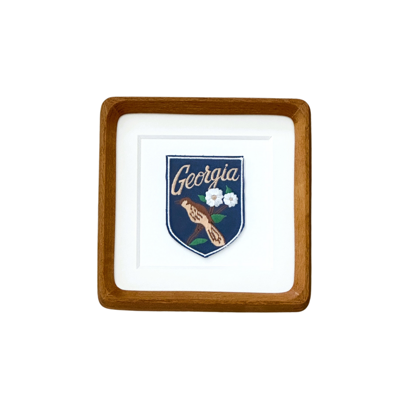 Georgia Vintage Framed Travel Patch Framed, State Bird and Flower