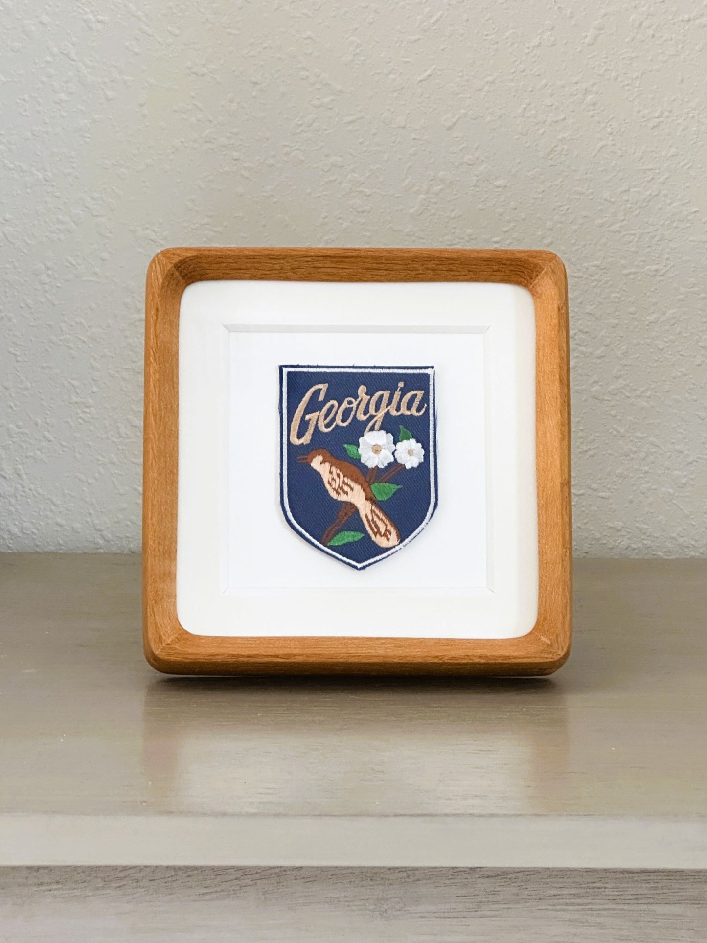 Georgia Vintage Framed Travel Patch Framed, State Bird and Flower