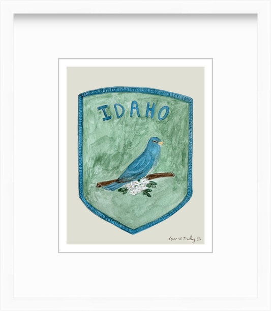 Idaho Vintage Road Trip Patch in Watercolor by Nikki Degn Giclee Art Print