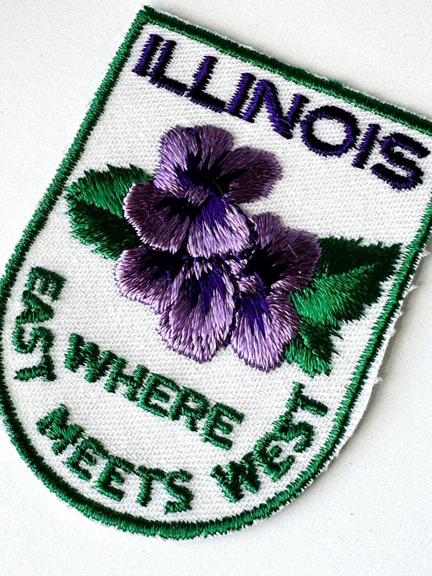 Illinois Where East Meets West State Flower Vintage Patch