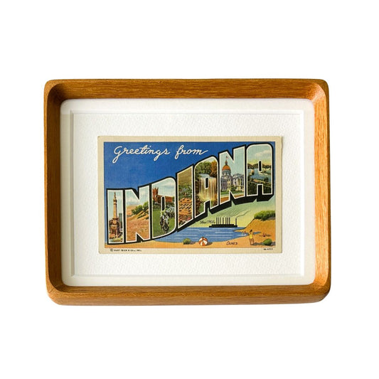 Indiana Vintage Framed Postcard, Greetings from Indiana