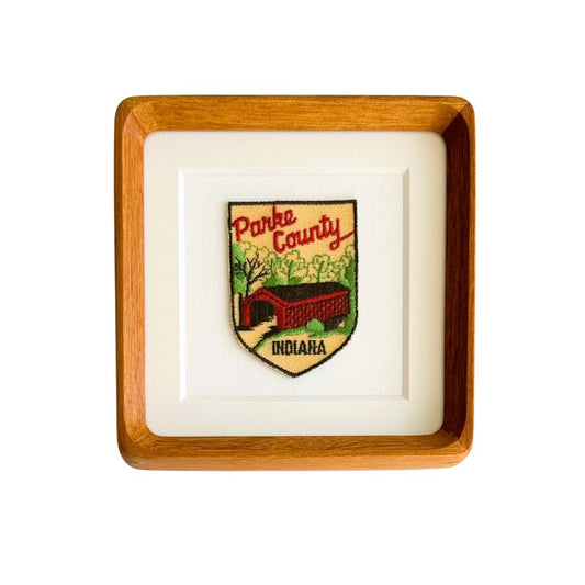 Indiana Parke County Covered Bridge Vintage Framed Travel Patch