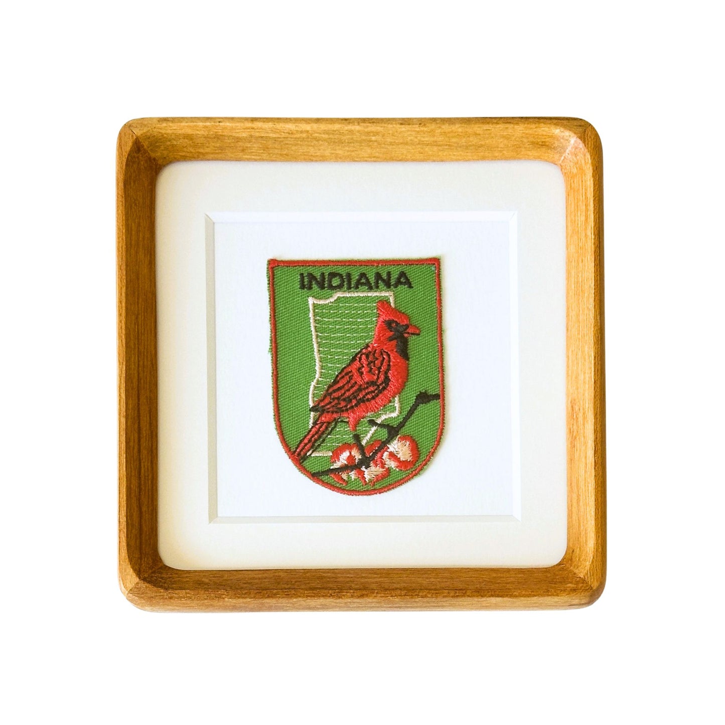 Indiana State Bird Vintage Framed Travel Patch