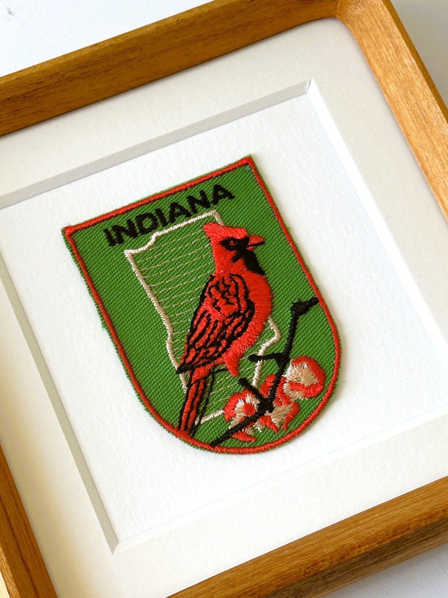 Indiana State Bird Vintage Framed Travel Patch