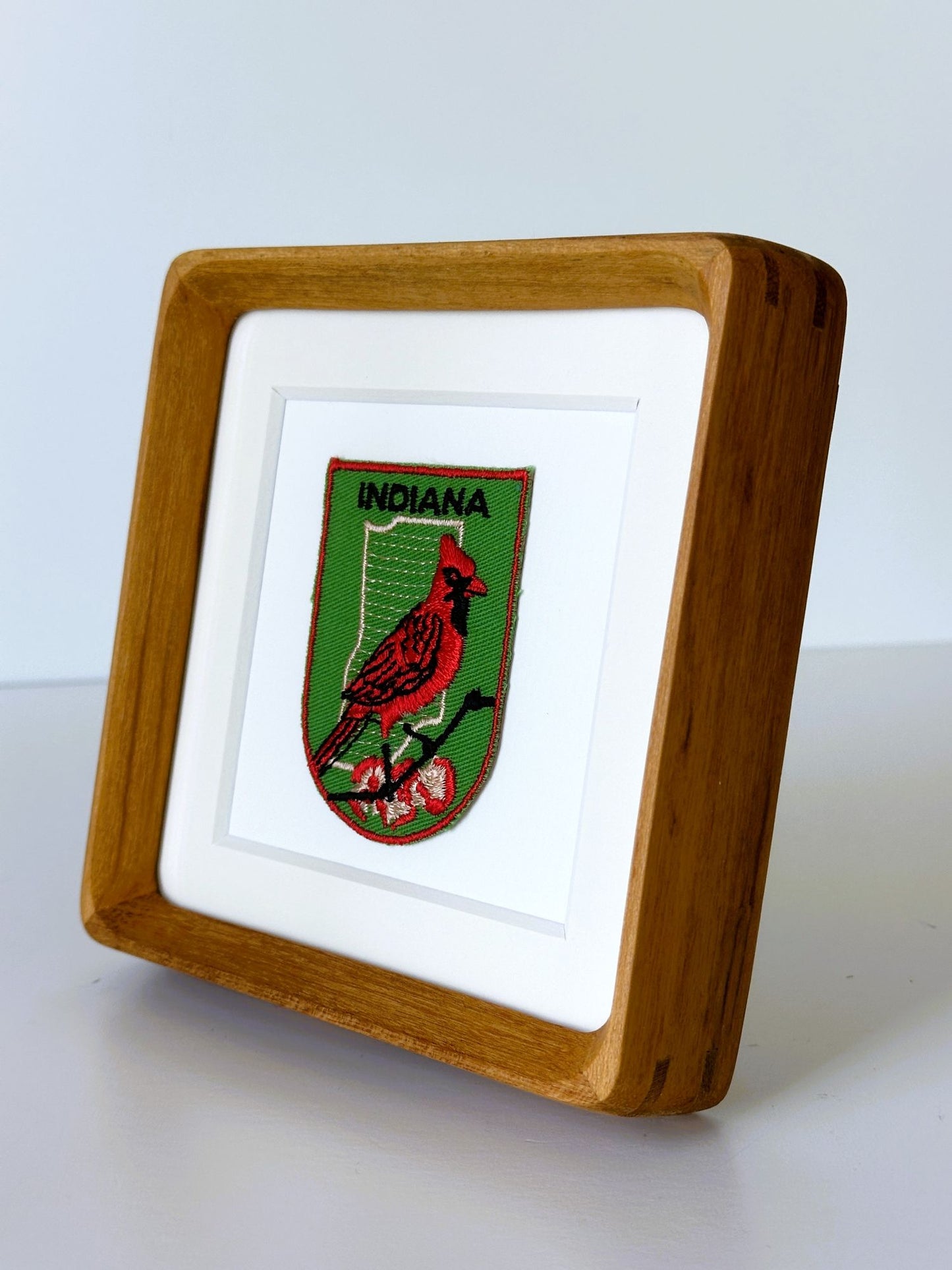 Indiana State Bird Vintage Framed Travel Patch