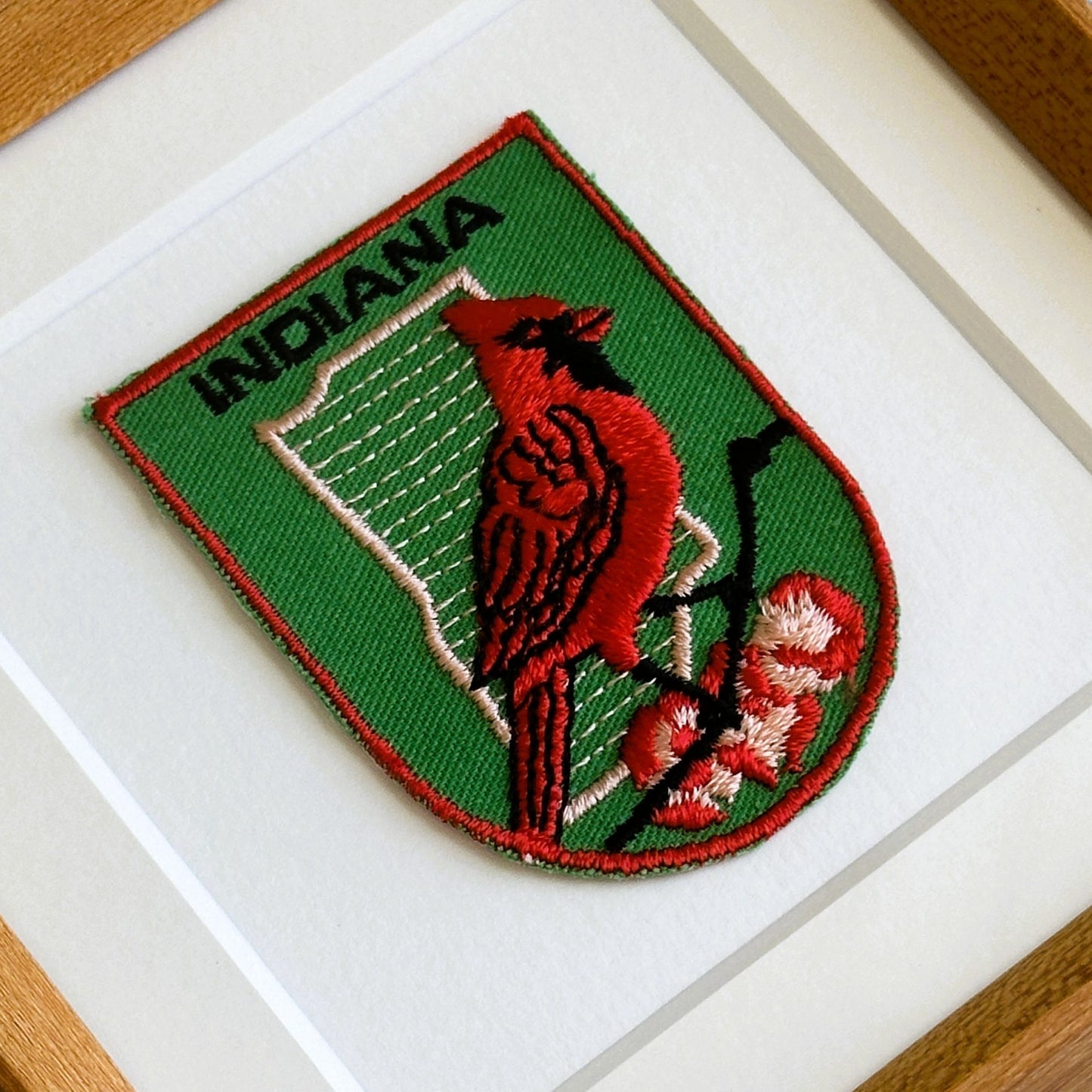 Indiana State Bird Vintage Framed Travel Patch