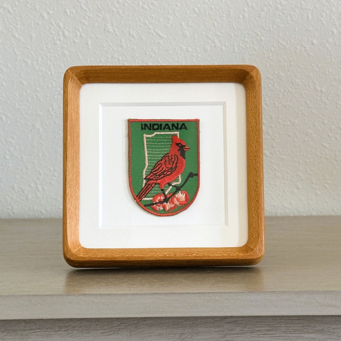 Indiana State Bird Vintage Framed Travel Patch