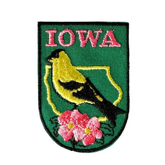 Iowa State Bird and Flowers Vintage Travel Patch