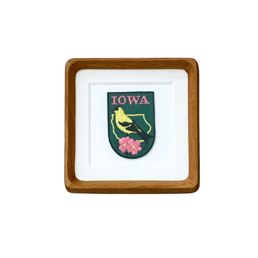 Iowa State Bird and Flower Vintage Framed Travel Patch