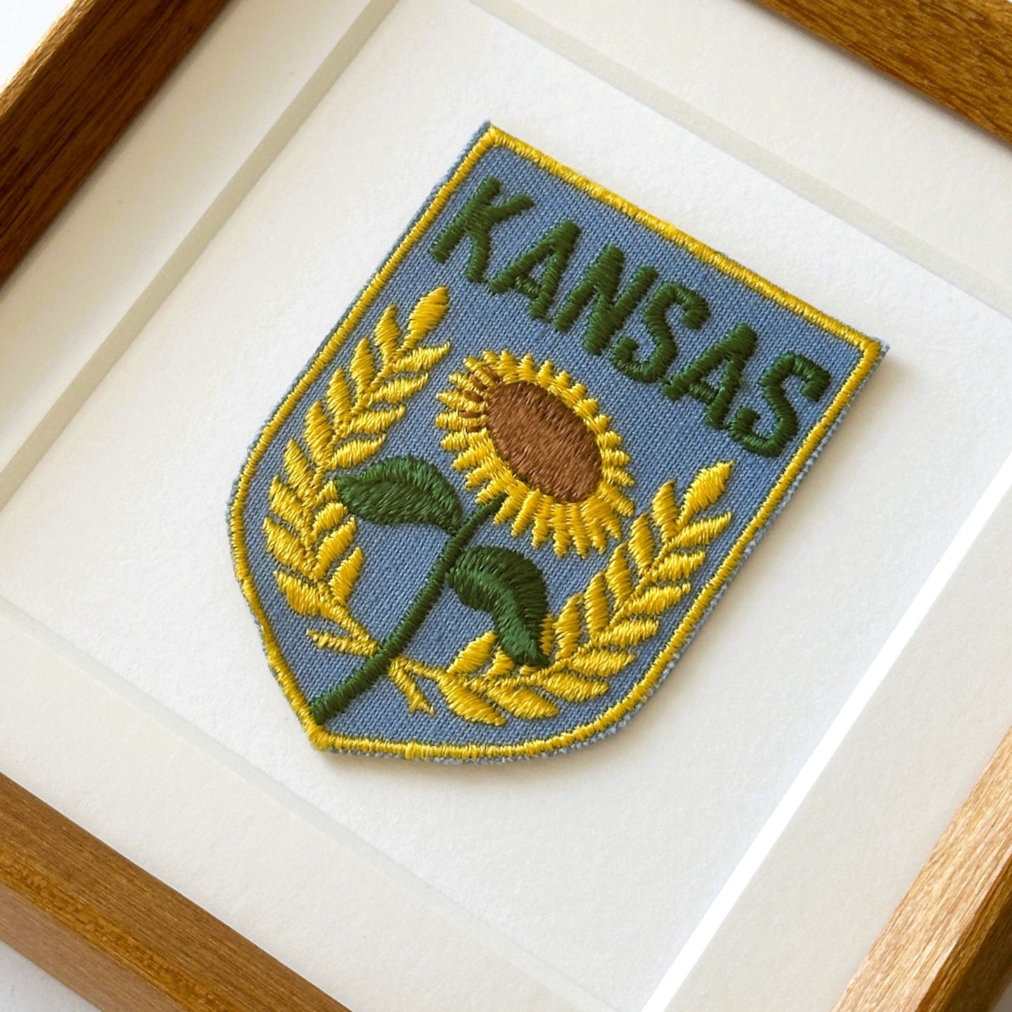 Kansas Flower Vintage Framed Travel Patch