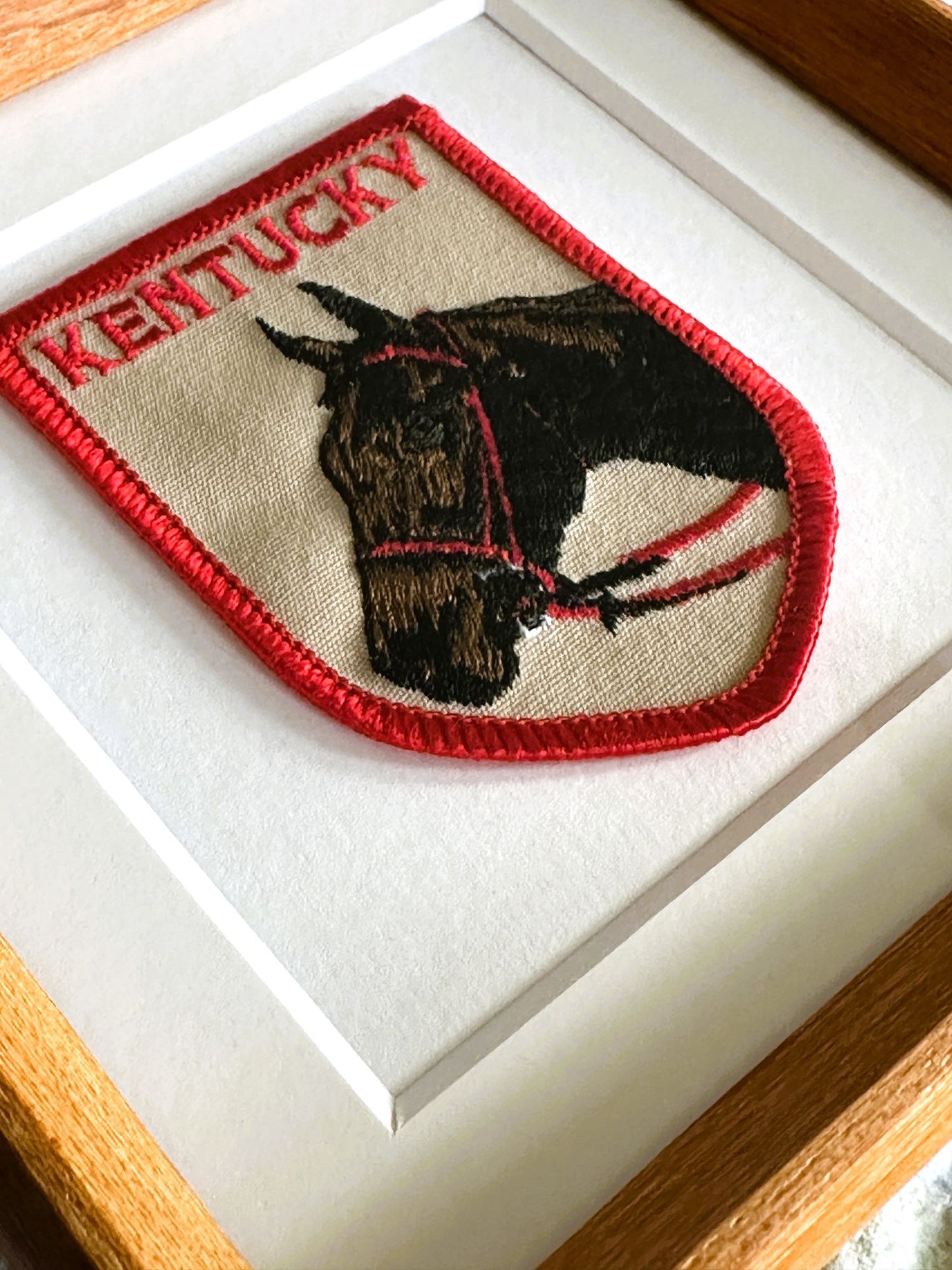 Kentucky Brown Horse Vintage Framed Travel Patch