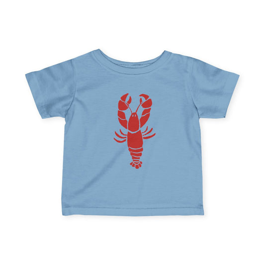 Lobster Infant and Toddler Unisex T-Shirt, Light Blue with Red Lobster