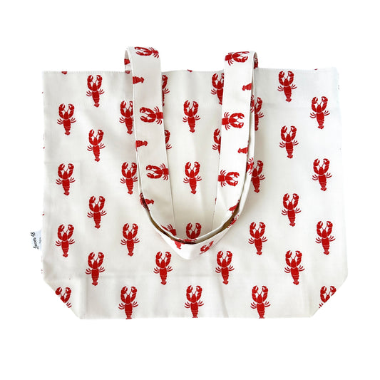 Lobster Block Print Large Tote Bag