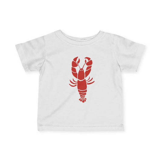 Lobster Infant and Toddler Unisex T-Shirt, White with Red Lobster