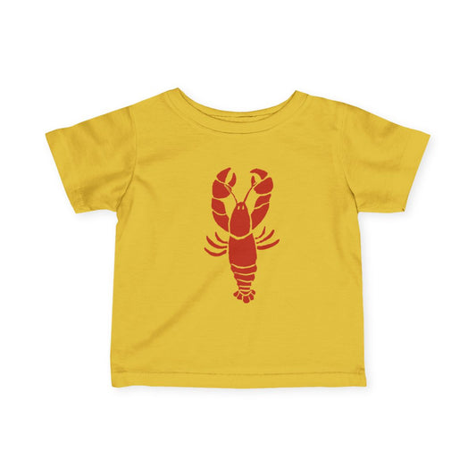 Lobster Infant and Toddler Unisex T-Shirt, Yellow with Red Lobster