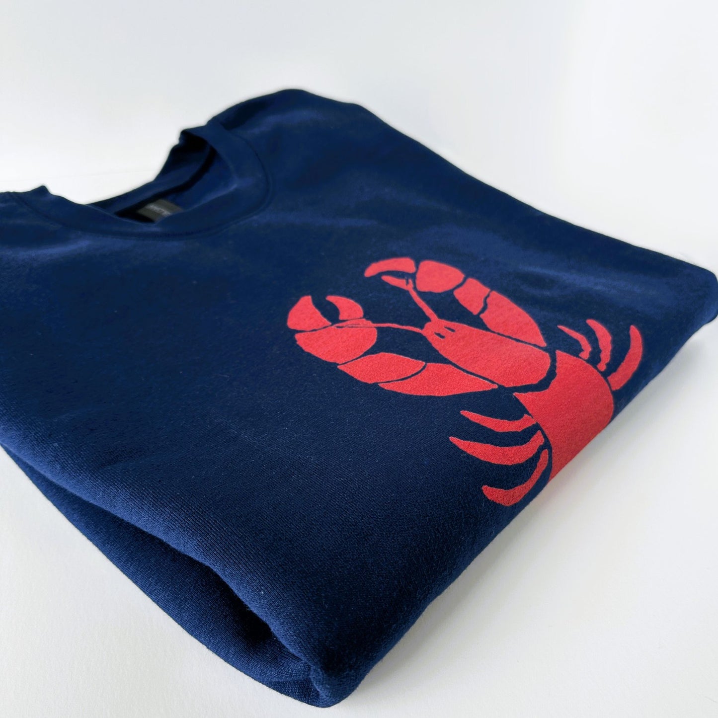 Lobster Unisex Sweatshirt in Navy with Red Lobster, Adult Sizes