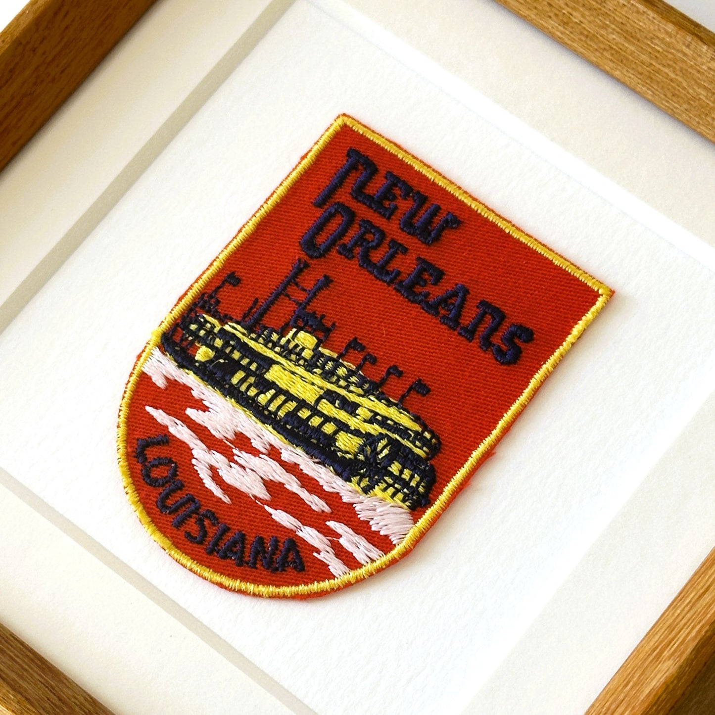 Louisiana New Orleans Vintage Wood Framed Travel Patch