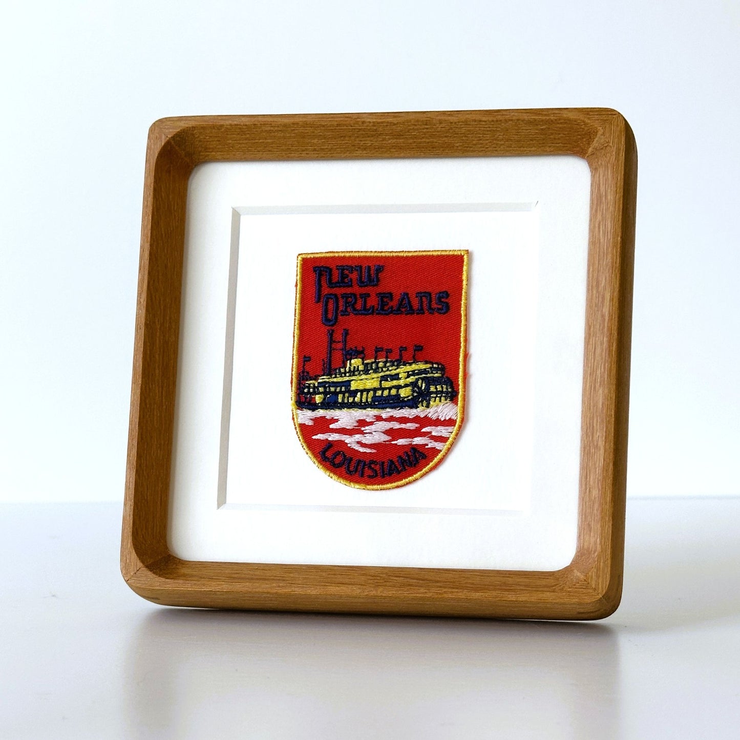 Louisiana New Orleans Vintage Wood Framed Travel Patch