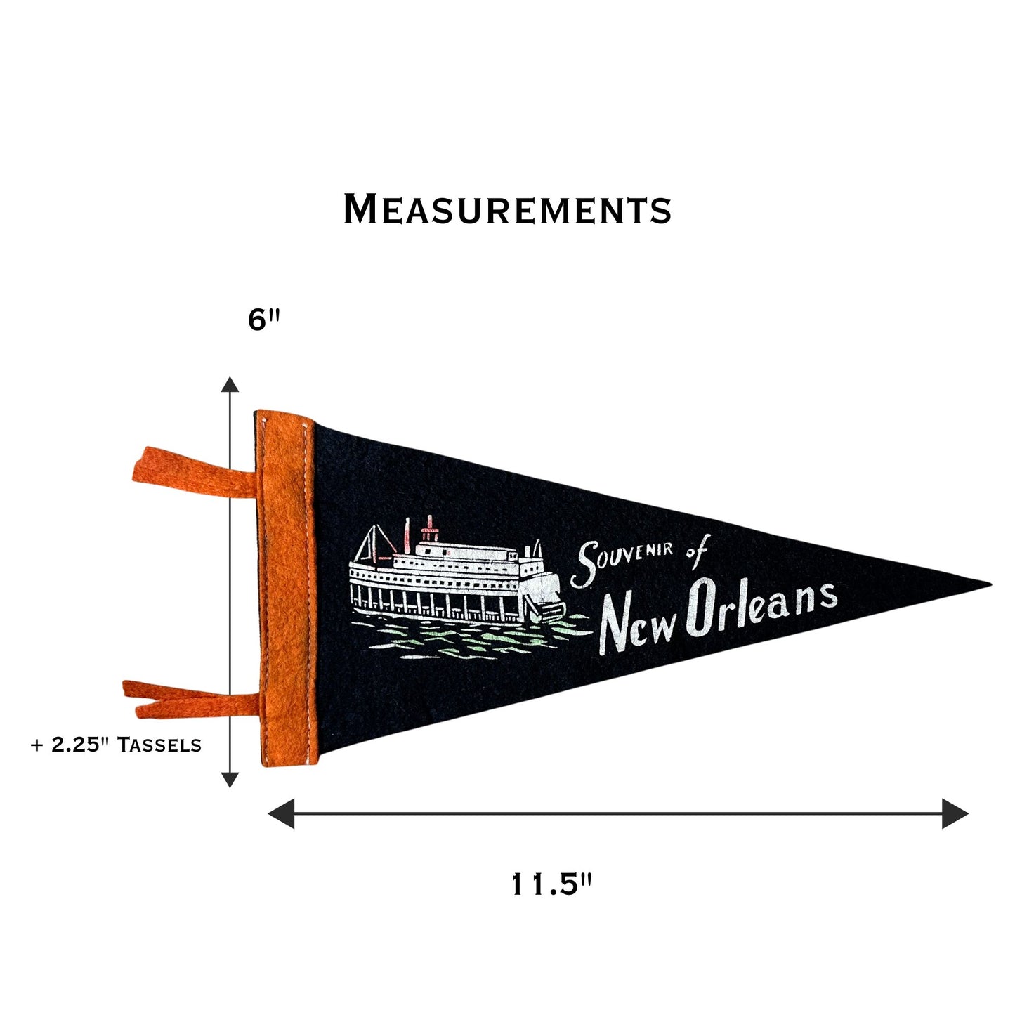 Louisiana New Orleans Riverboat Small Black Vintage Pennant